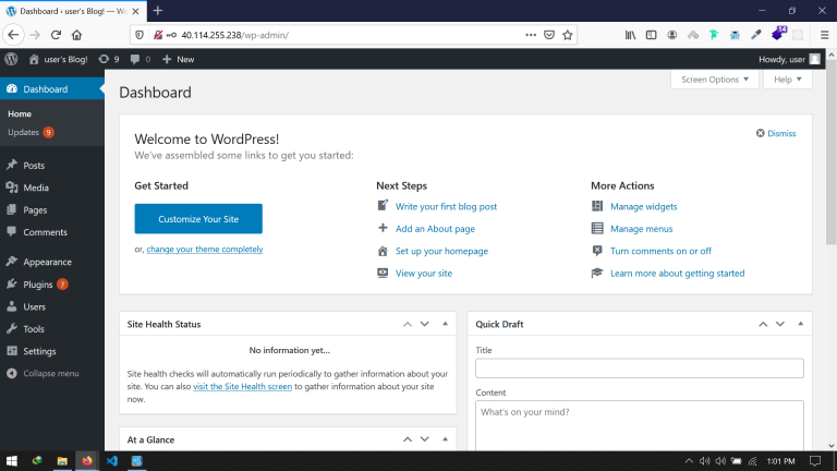 WordPress Dashboard