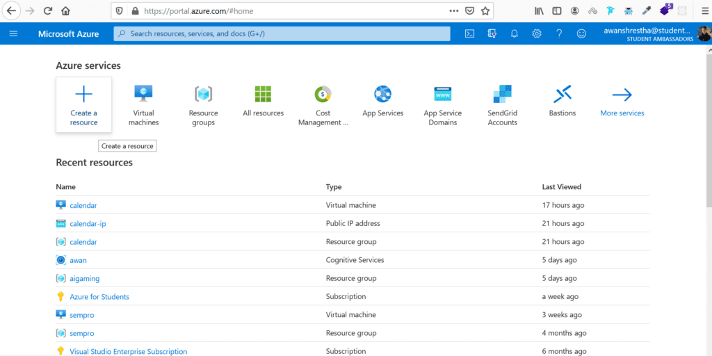 Create a Azure VM