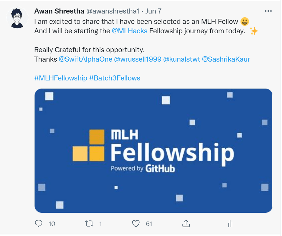 MLH Fellowship Awan Shrestha Twitter